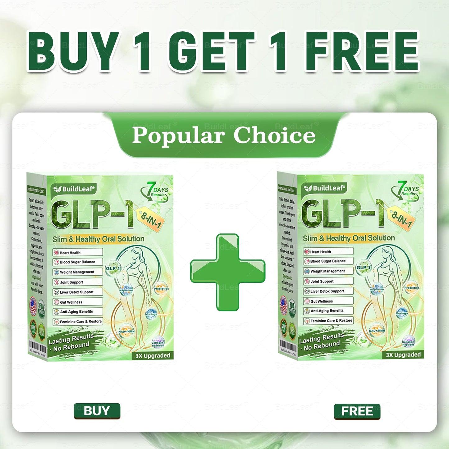 Official Store | BuildLeafยฎ GLP-1 8-in-1 Slim & Healthy Oral Solution (Once a day, results in 7 days), With 100 Billion CFU Active Probiotics โ
 Supports weight management, heart health, diabetes, gut & womenโs health, while firming skin & boosting energy.