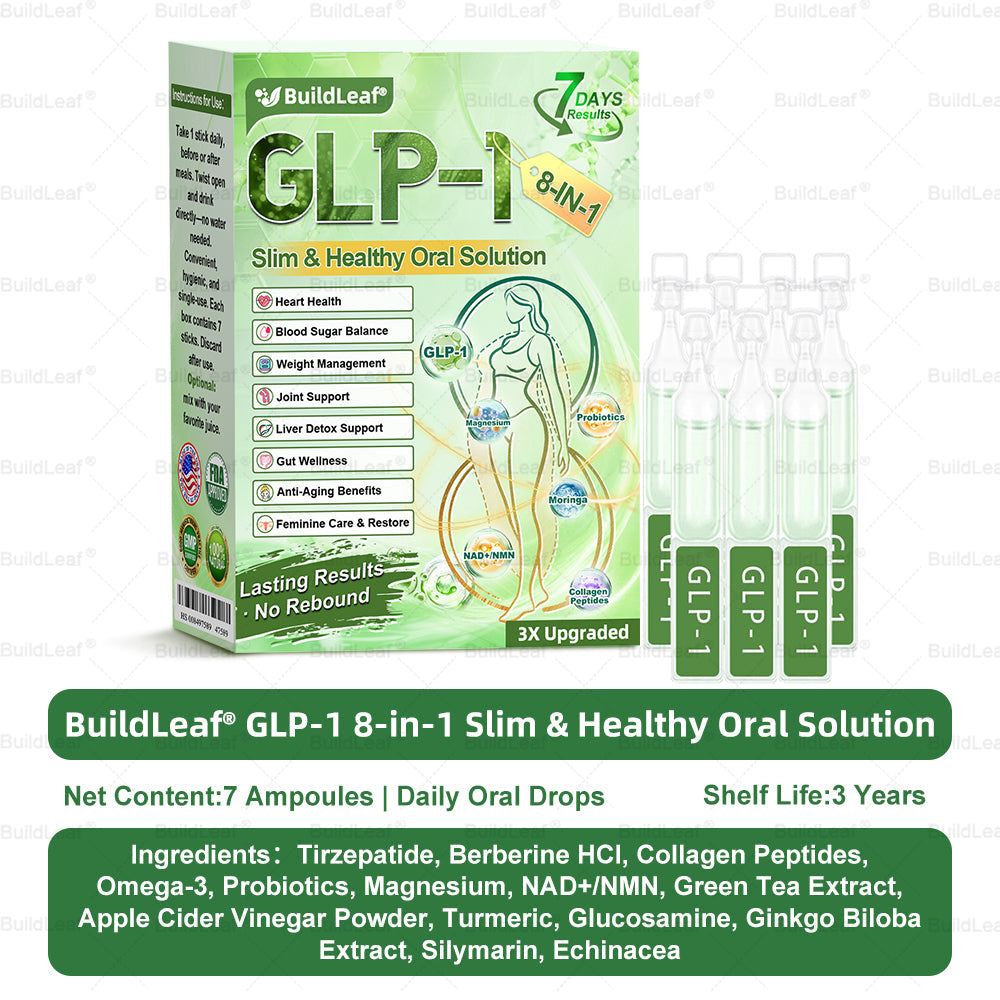 Official Store | BuildLeafยฎ GLP-1 8-in-1 Slim & Healthy Oral Solution (Once a day, results in 7 days), With 100 Billion CFU Active Probiotics โ
 Supports weight management, heart health, diabetes, gut & womenโs health, while firming skin & boosting energy.