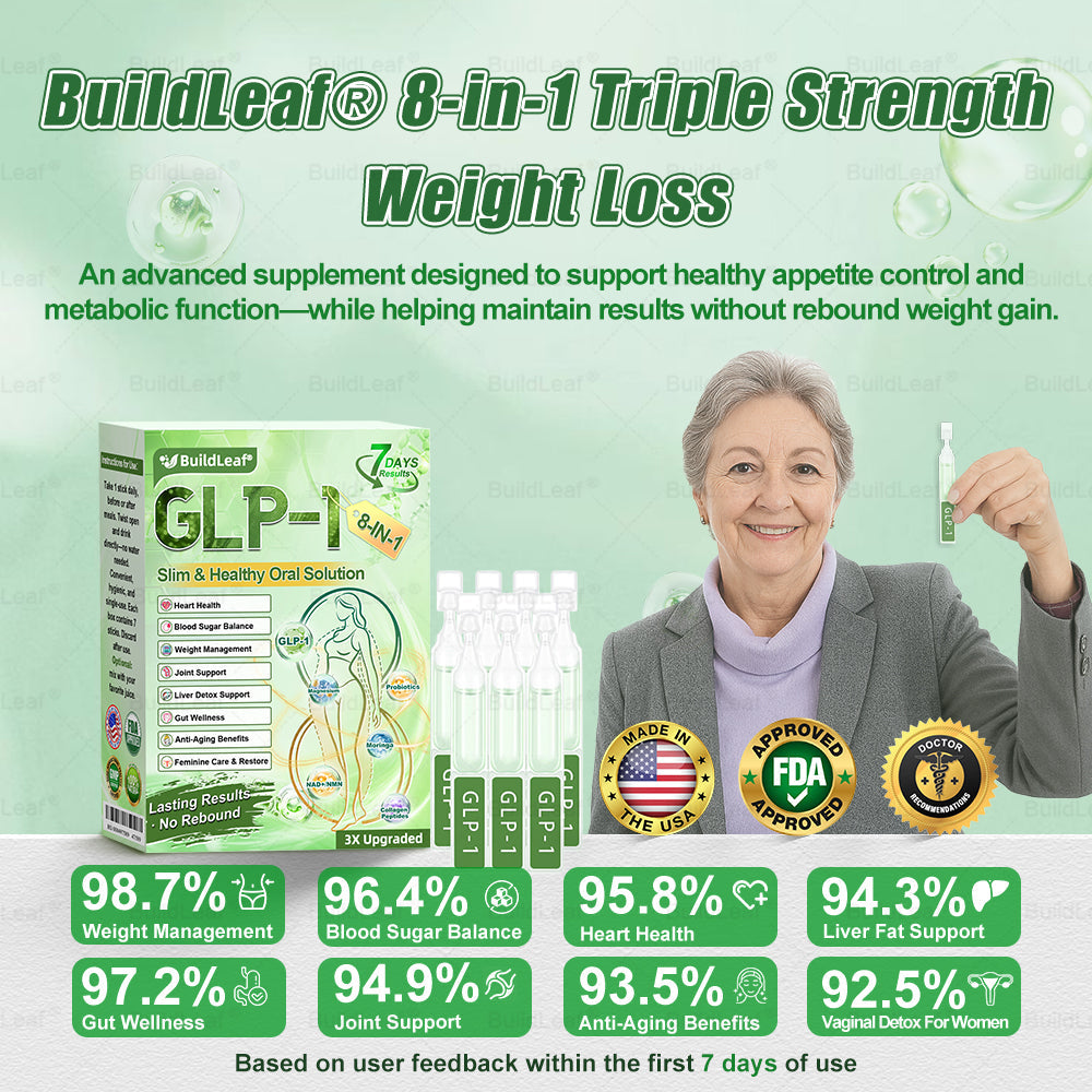 Official Store | BuildLeafยฎ GLP-1 8-in-1 Slim & Healthy Oral Solution (Once a day, results in 7 days), With 100 Billion CFU Active Probiotics โ
 Supports weight management, heart health, diabetes, gut & womenโs health, while firming skin & boosting energy.